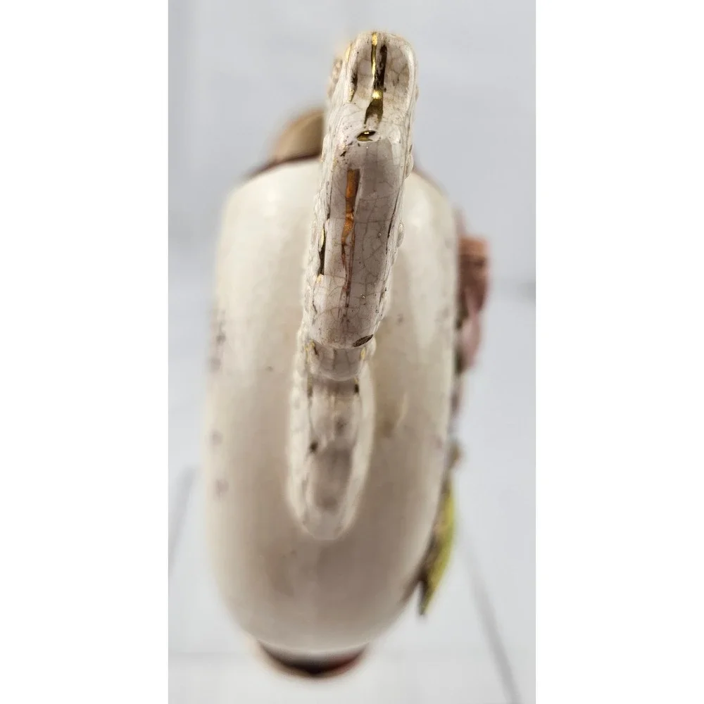Antique Floral Vase Handled Ceramic 1897 Dated Decor Display Planter‎